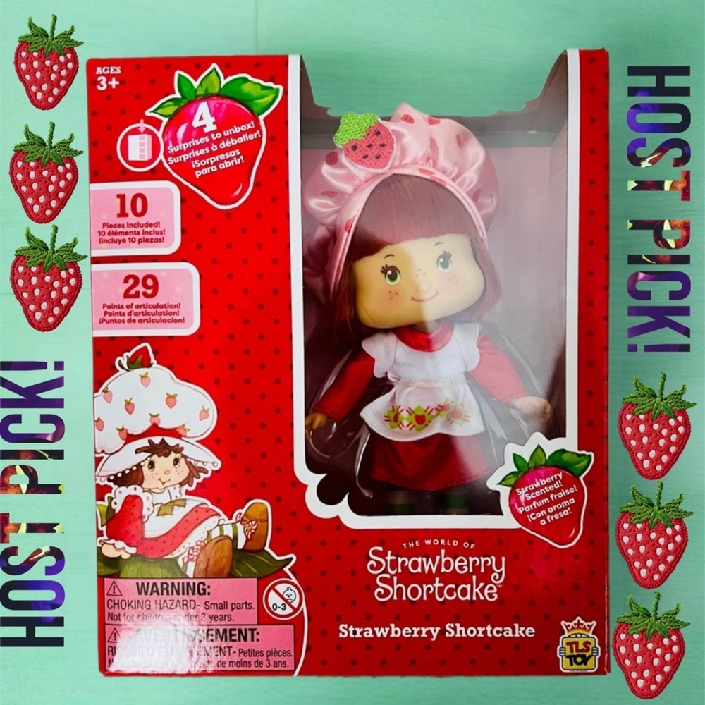 NIB Strawberry Shortcake Doll w/ 10 Pieces Included- Comes w/ 4 Surprises In Box